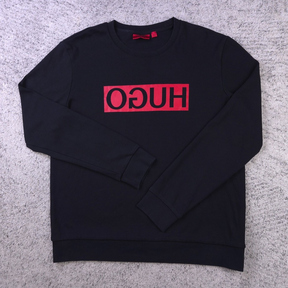 HUGO Hugo Boss Sweatshirt Mens M Black Reverse Logo Dicago Pullover 50414126